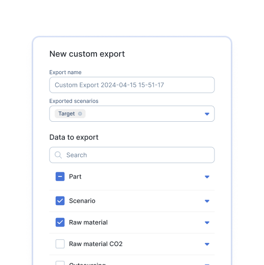 Screenshot der benutzerdefinierten Export-Funktion
