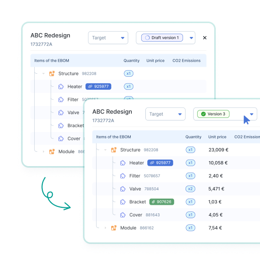 Screenshot der Vergleichswerkzeuge